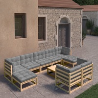 10 Piece Garden Lounge Set with Cushions Solid Pinewood vidaXL