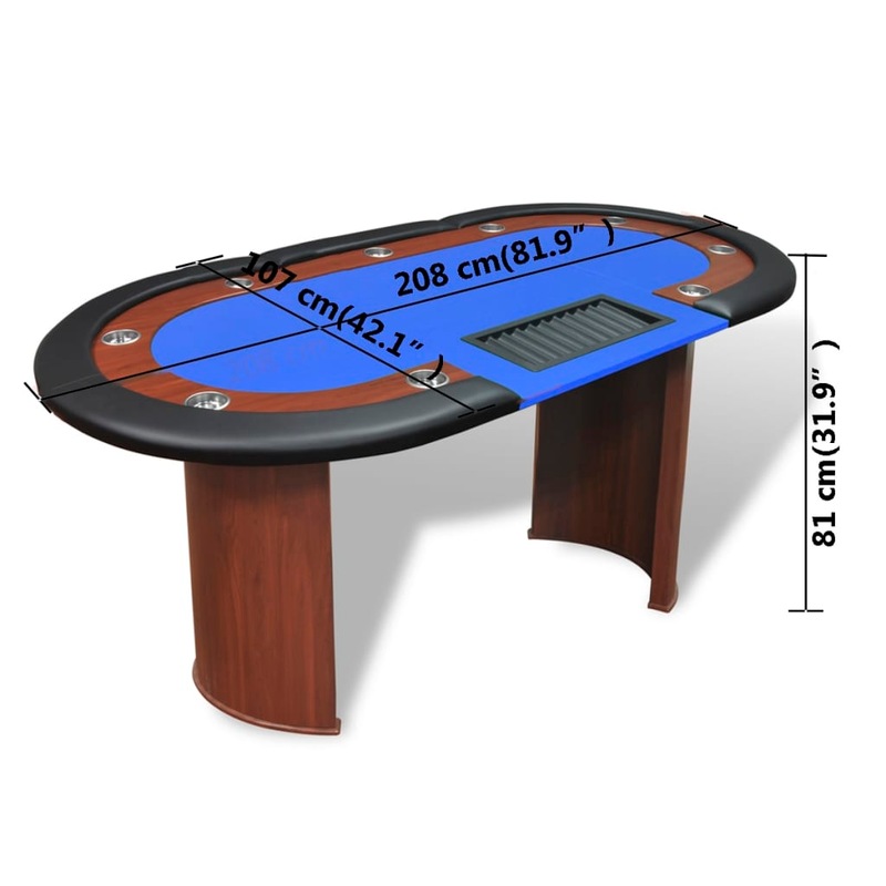 Buy 10Player Poker Table with Dealer Area and Chip Tray Blue vidaXL