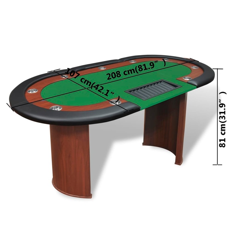vidaXL 10 Seater Casino Poker Card Table Green Speed Cloth Chip Tray