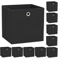 Storage Boxes 10 pcs Non-woven Fabric 32x32x32 cm Black vidaXL
