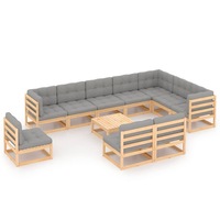 11 Piece Garden Lounge Set with Cushions Solid Pinewood vidaXL