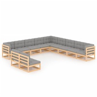 11 Piece Garden Lounge Set with Cushions Solid Pinewood vidaXL