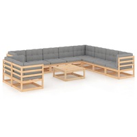 11 Piece Garden Lounge Set with Cushions Solid Pinewood vidaXL