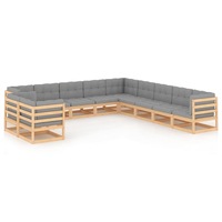 11 Piece Garden Lounge Set with Cushions Solid Pinewood vidaXL
