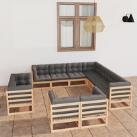 11 Piece Garden Lounge Set with Cushions Solid Pinewood vidaXL