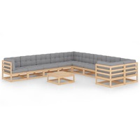 11 Piece Garden Lounge Set with Cushions Solid Pinewood vidaXL