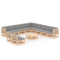 12 Piece Garden Lounge Set with Cushions Solid Pinewood vidaXL