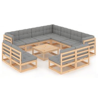12 Piece Garden Lounge Set with Cushions Solid Pinewood vidaXL