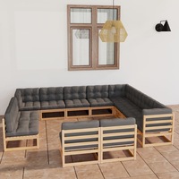 12 Piece Garden Lounge Set with Cushions Solid Pinewood vidaXL
