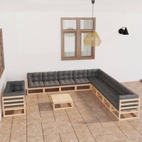 12 Piece Garden Lounge Set with Cushions Solid Pinewood vidaXL