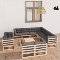 12 Piece Garden Lounge Set with Cushions Solid Pinewood vidaXL
