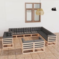 12 Piece Garden Lounge Set with Cushions Solid Pinewood vidaXL