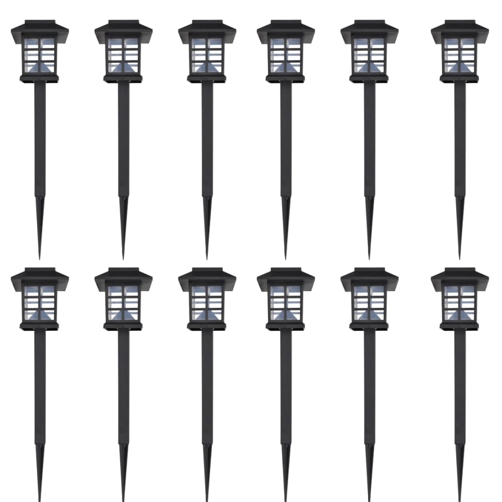 Outdoor Solar Lamp LED Light Set 12 pcs with Spike 8.6 x 8.6 x 38 cm vidaXL