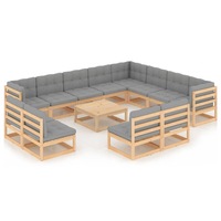 13 Piece Garden Lounge Set with Cushions Solid Pinewood vidaXL