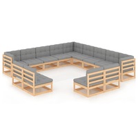 13 Piece Garden Lounge Set with Cushions Solid Pinewood vidaXL