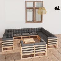 13 Piece Garden Lounge Set with Cushions Solid Pinewood vidaXL