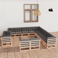13 Piece Garden Lounge Set with Cushions Solid Pinewood vidaXL
