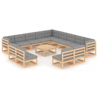 14 Piece Garden Lounge Set with Cushions Solid Pinewood vidaXL