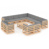 14 Piece Garden Lounge Set with Cushions Solid Pinewood vidaXL