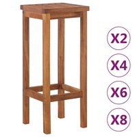 2/4/6/8x Solid Acacia Wood Outdoor Bar Chair Garden Outdoor Lounge Seat vidaXL