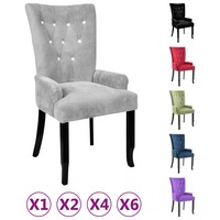 2/4/6x Dining Chair with Armrests Dinner Seating Velvet Multi Colours vidaXL