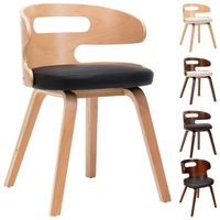 2/4/6x Solid Bent Wood Dining Chair Faux Leather Cream/Dark Grey/Black vidaXL