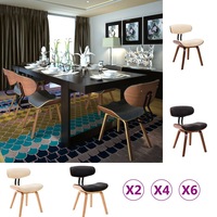 2/4/6x Solid Bent Wood Dining Chair Faux Leather/Fabric Multi Colours vidaXL