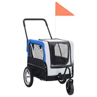 2-in-1 Pet Bike Trailer & Jogging Stroller Grey and Blue vidaXL