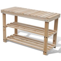 2-in-1 Shoe Rack with Bench Top Solid Fir Wood vidaXL