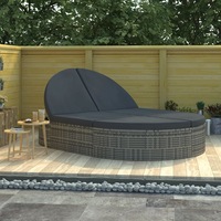 2-Person Sun Lounger with Cushions Poly Rattan Grey vidaXL