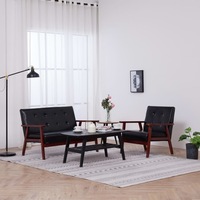 Sofa Set 2 Piece Black Faux Leather vidaXL
