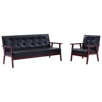 Sofa Set 2 Piece Black Faux Leather vidaXL