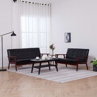 Sofa Set 2 Piece Black Faux Leather vidaXL