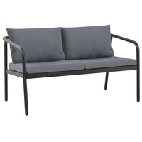 2 Seater Garden Bench with Cushions Grey Aluminium vidaXL