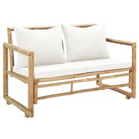 2 Seater Garden Sofa with Cushions Bamboo vidaXL