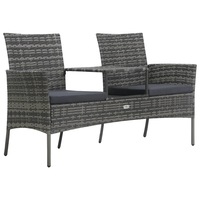 2-Seater Garden Sofa with Tea Table Poly Rattan Anthracite vidaXL