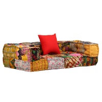 2-Seater Modular Pouffe Patchwork Fabric vidaXL