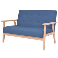 2-Seater Sofa Fabric Blue vidaXL