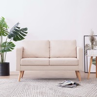 2-Seater Sofa Fabric Cream vidaXL