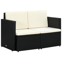 2 Seater Garden Sofa with Cushions Black Poly Rattan vidaXL