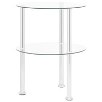 2-Tier Side Table Transparent 38 cm Tempered Glass vidaXL