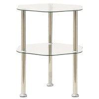 2-Tier Side Table Transparent 38x38x50 cm Tempered Glass vidaXL