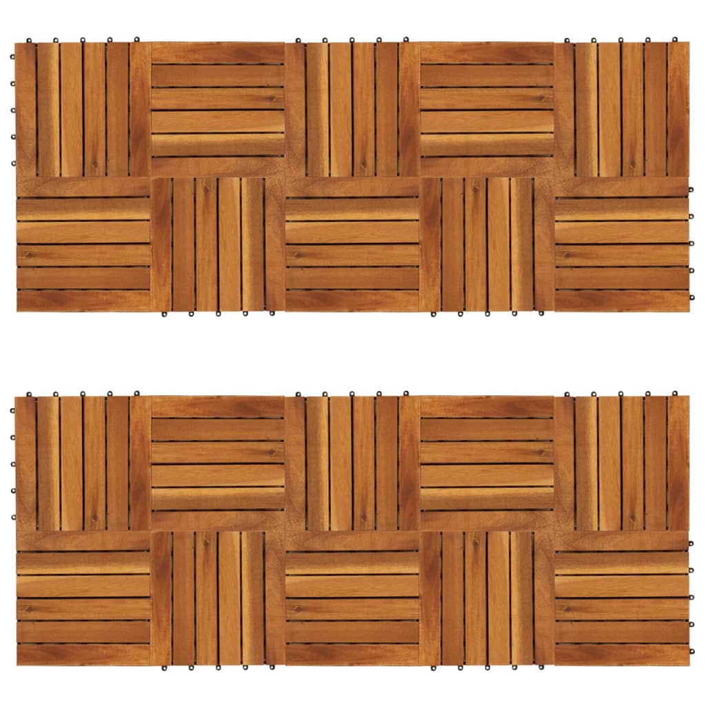 Decking Tiles Vertical Pattern 30 x 30 cm Acacia Set of 20 vidaXL