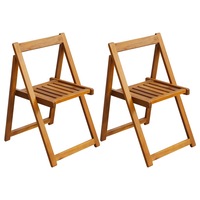 2x Acacia Wood Outdoor Folding Chairs Dining Chair Seat Patio Furniture
