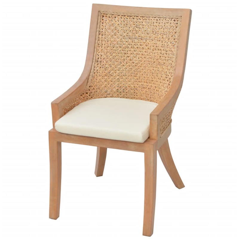vidaXL 2x Dining Chair Rattan Wicker Mango Wood Brown Kitchen Living Room Side | Buy Dining ...