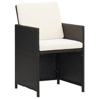 Garden Chairs 2 pcs with Cushions and Pillows Poly Rattan Black vidaXL