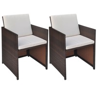 Garden Chairs 2 pcs with Cushions and Pillows Poly Rattan Brown vidaXL