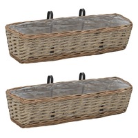 Balcony Planter 2 pcs Wicker with PE Lining 60 cm vidaXL