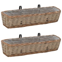 Balcony Planter 2 pcs Wicker with PE Lining 80 cm vidaXL