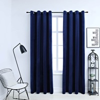 Blackout Curtains with Rings 2 pcs Velvet Dark Blue 140x245 cm vidaXL